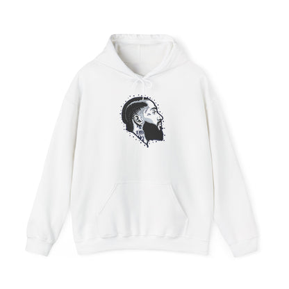 Portrait Graphic NIPSEY – Side Profile Ink Illustration Hooded