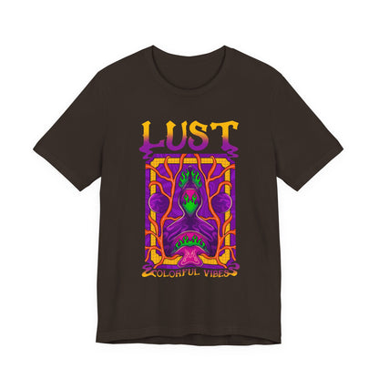 Lust Colorful Vibes Graphic Tee — Psychedelic Tarot-Inspired T-Shirt