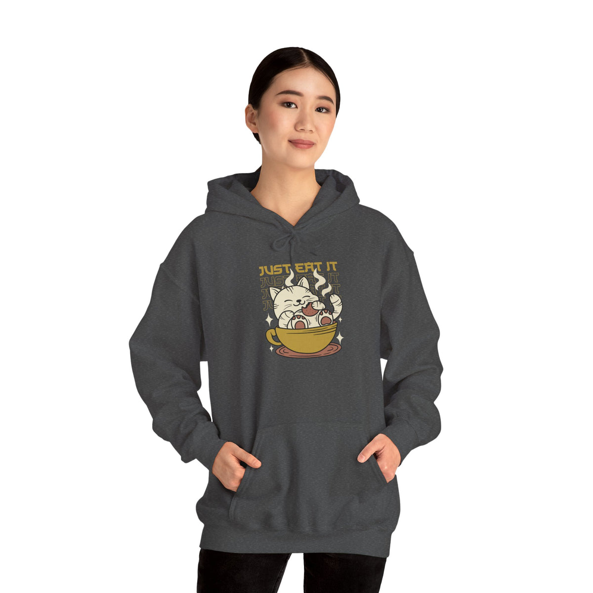 Cat Latte Hoodie - "Just Eat It" Cute Cat in Cup Sweatshirt