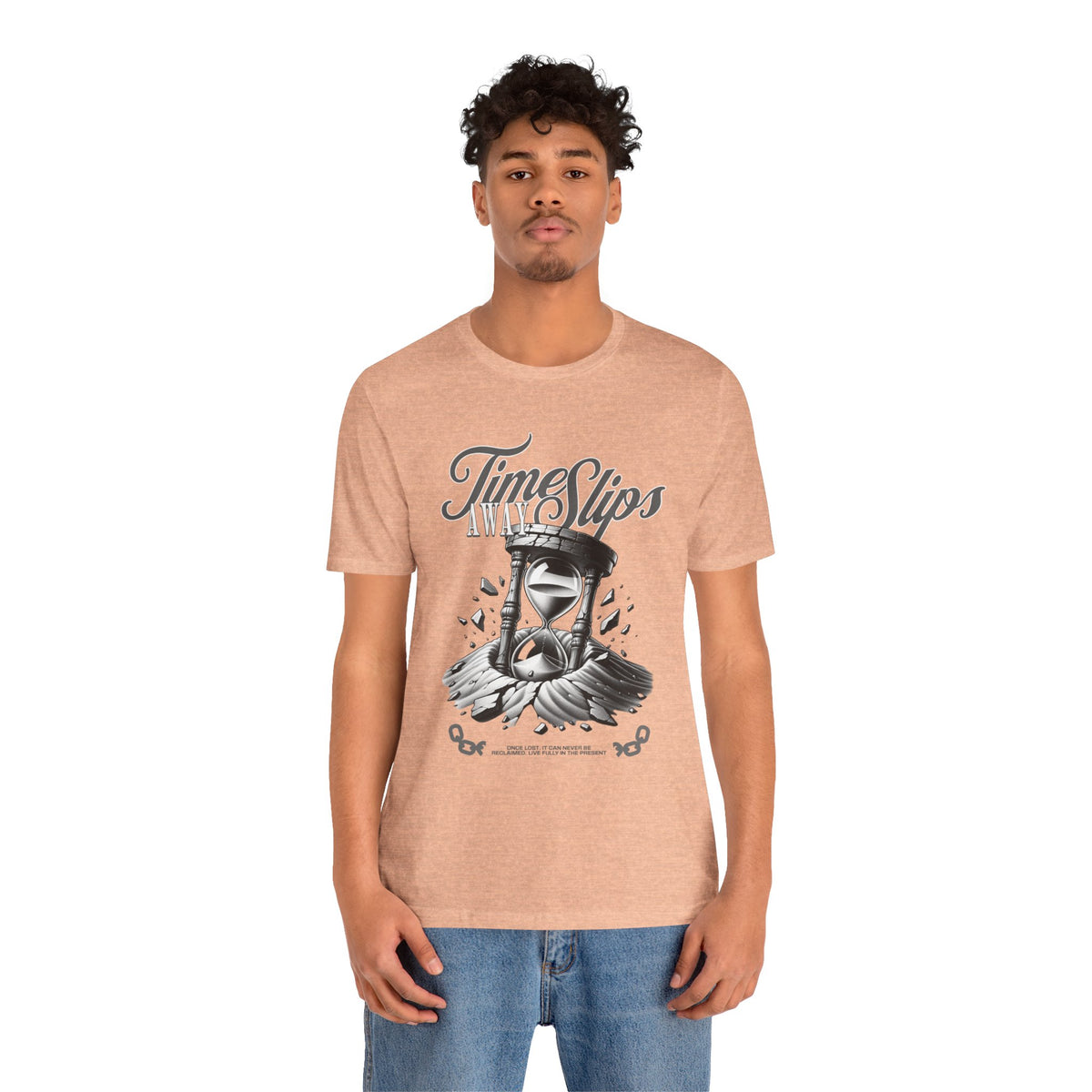 Time Slips Hourglass T‑Shirt — Vintage Black & White Graphic Tee