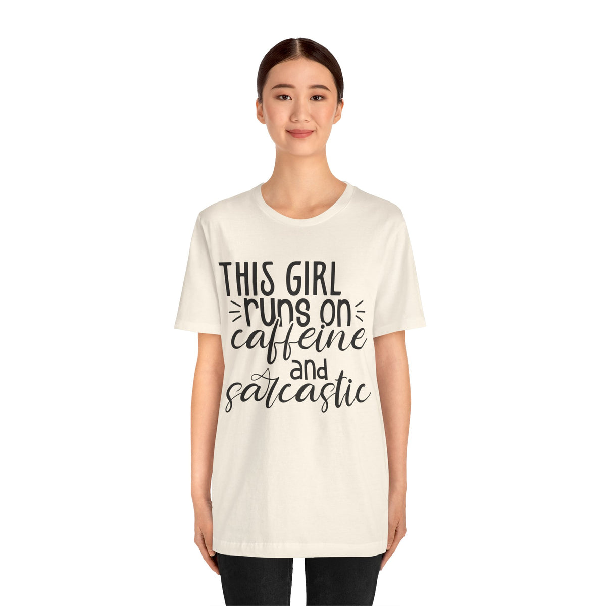 Funny Women’s Tee — "This Girl Runs on Caffeine and Sarcastic"