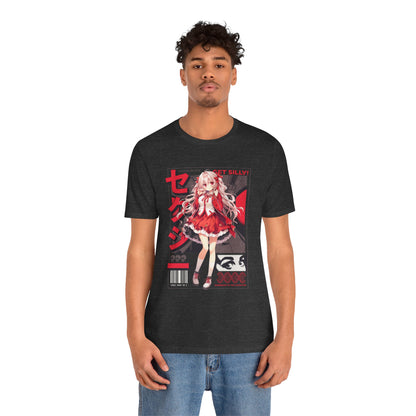 Anime Girl Graphic Tee — "Get Silly!" Red Harajuku Style T-Shirt