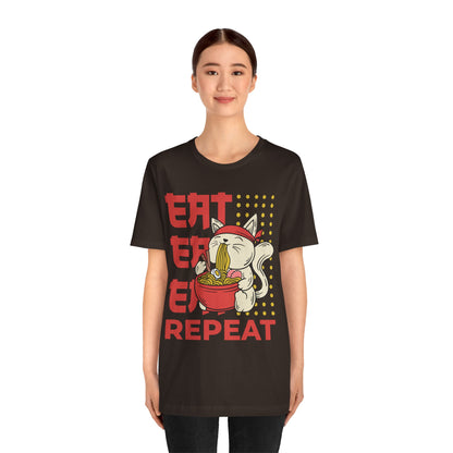 Ramen Cat Tee — "Eat Sleep Repeat" Cute Noodle Lover T-Shirt