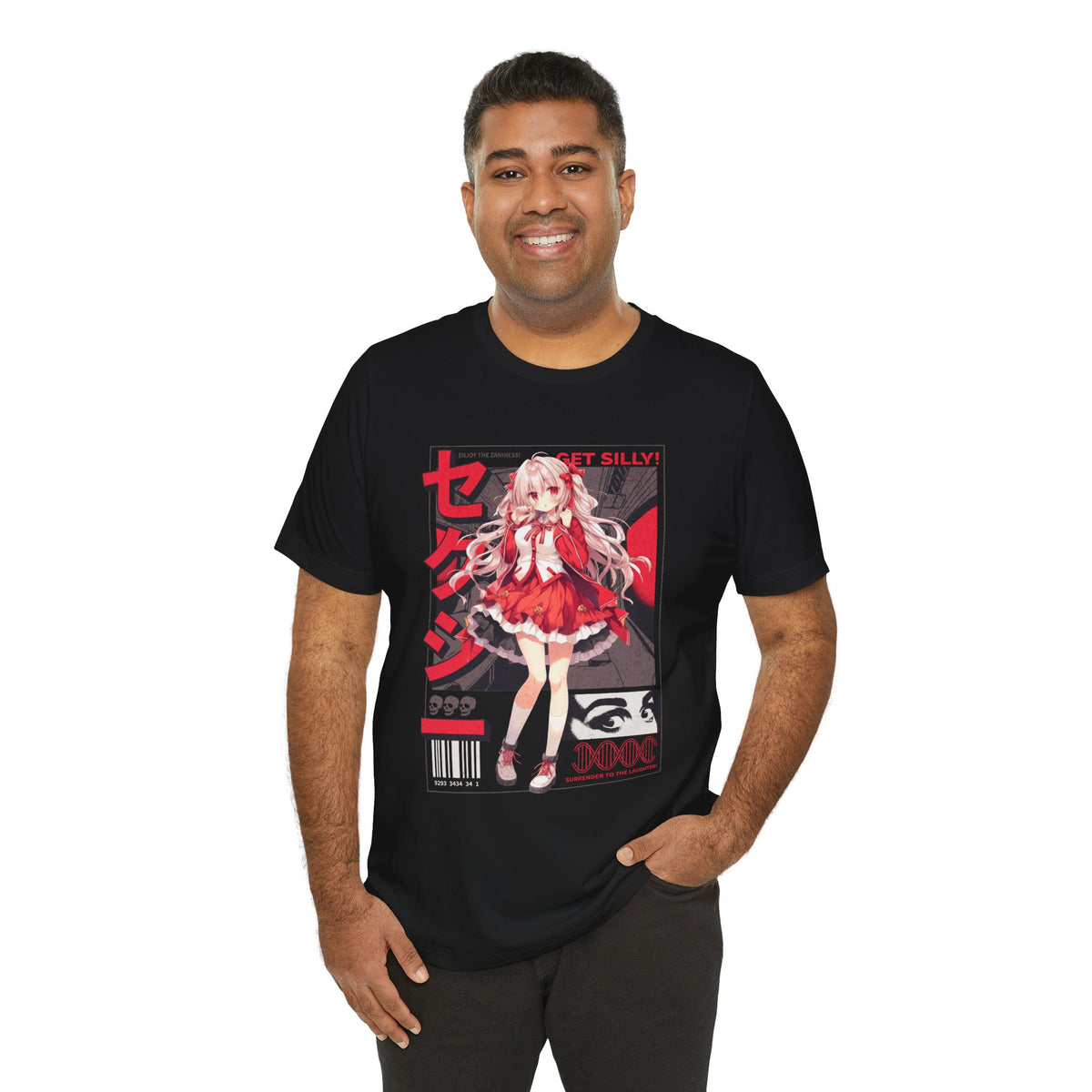 Anime Girl Graphic Tee — "Get Silly!" Red Harajuku Style T-Shirt