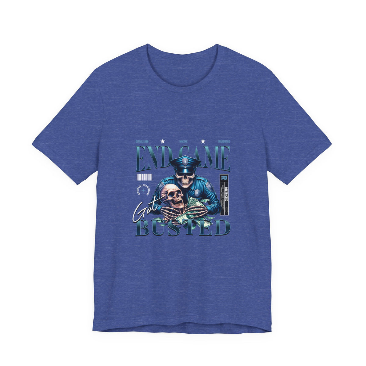 Endgame Got Busted Tee — Police Skull Graphic T-Shirt