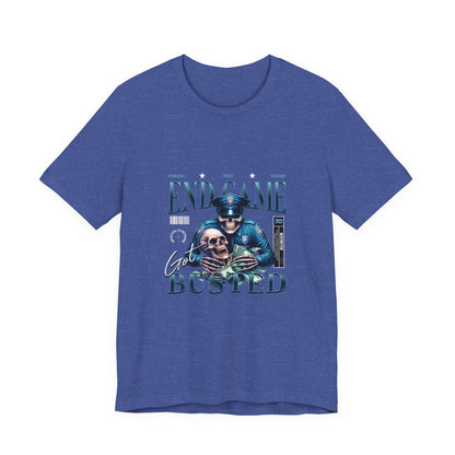 Endgame Got Busted Tee — Police Skull Graphic T-Shirt