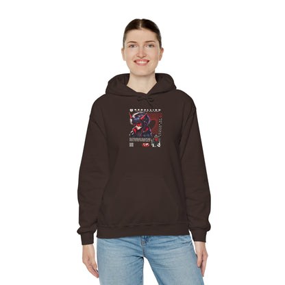 Cyber Samurai Hoodie — Futuristic Red Oni Graphic Pullover