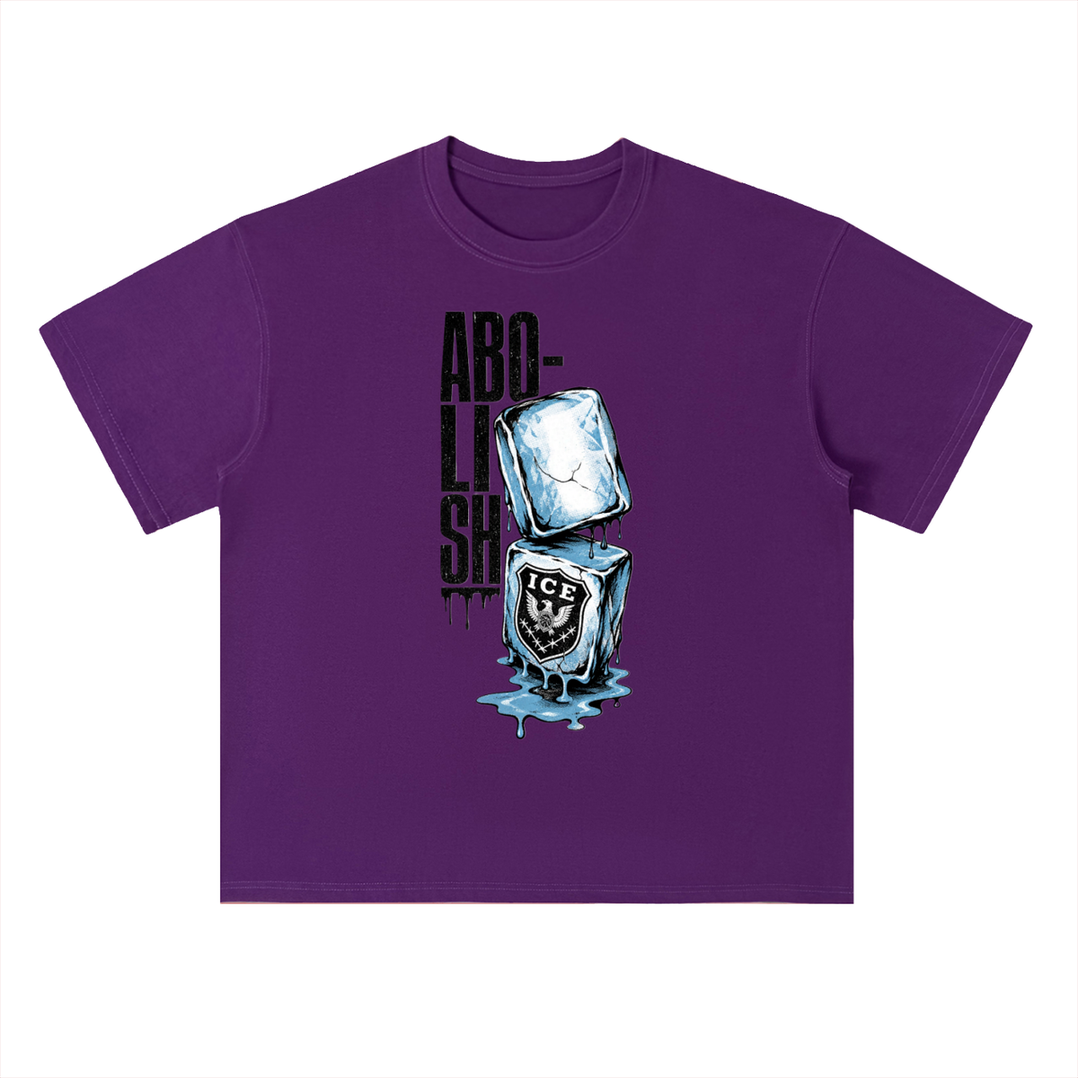 Abolish ICE Melting Ice Cube Graphic Drop Shoulder Tee