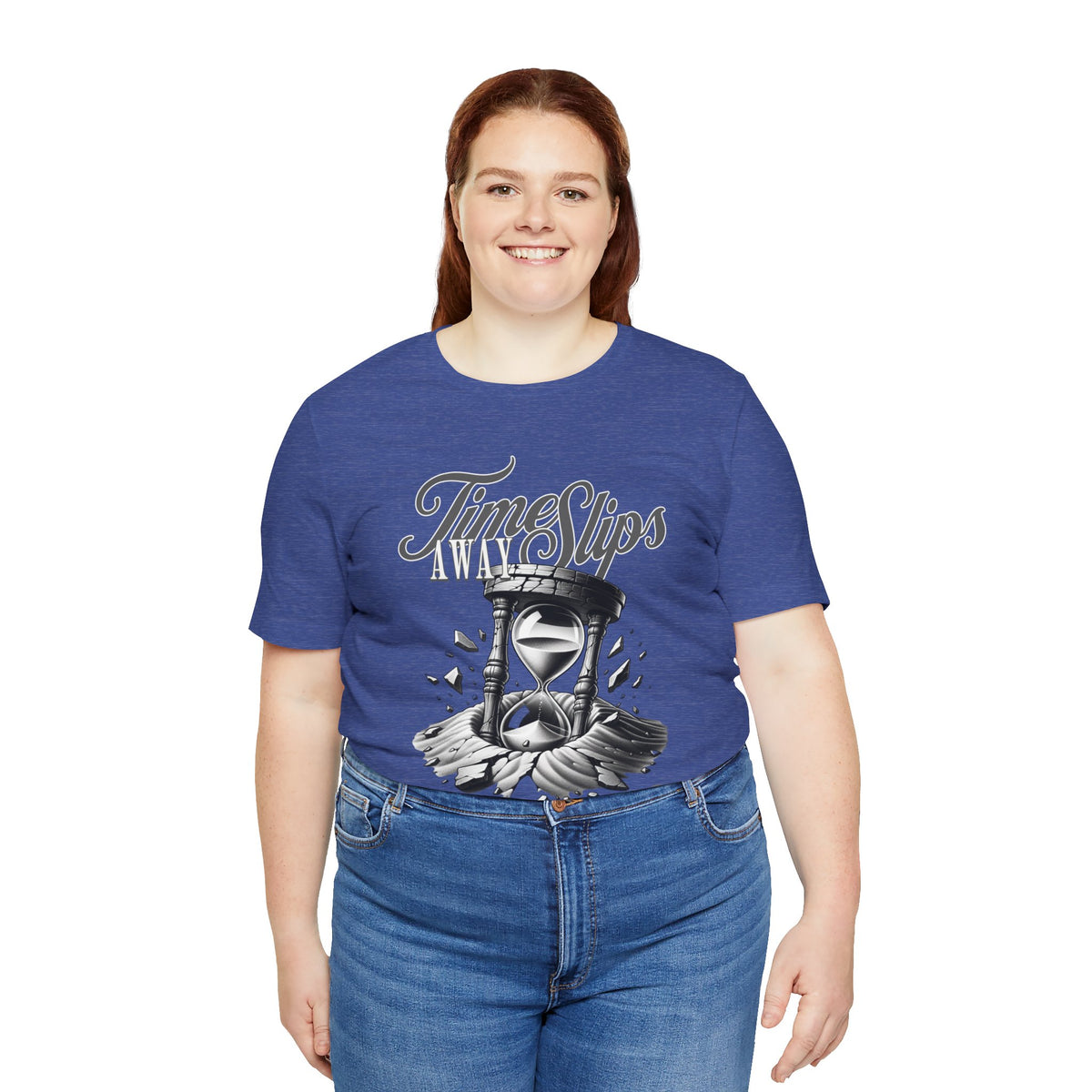 Time Slips Hourglass T‑Shirt — Vintage Black & White Graphic Tee