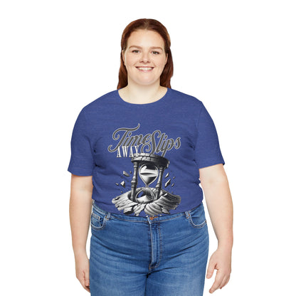 Time Slips Hourglass T‑Shirt — Vintage Black & White Graphic Tee