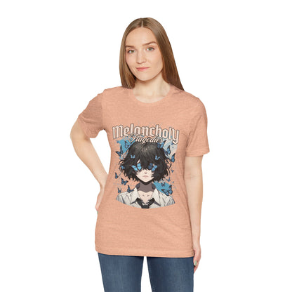 Melancholy Tragedia Anime Tee — Blue Butterflies Graphic T-Shirt