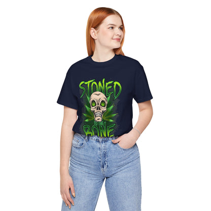 Stoned to the Bone Skull Tee — Cannabis Leaf Graphic T-Shirt