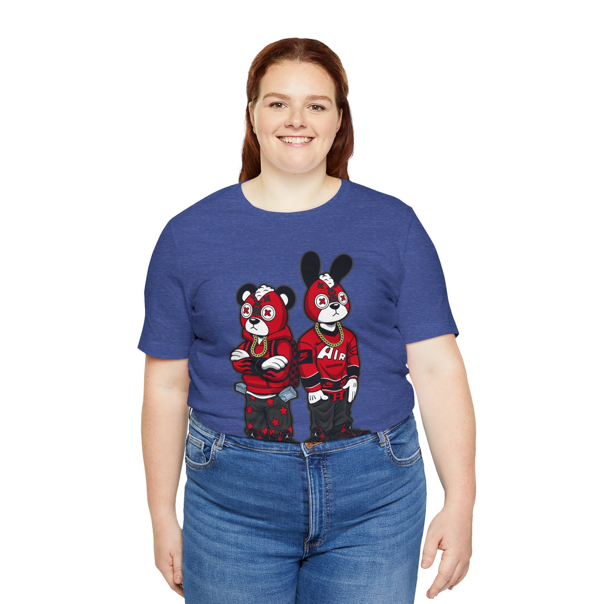 Streetwear Cartoon Bear & Bunny Tee — Hip Hop Graphic T-Shirt