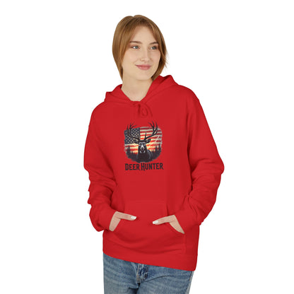 Deer Hunter Hoodie - American Flag Antler Graphic Pullover