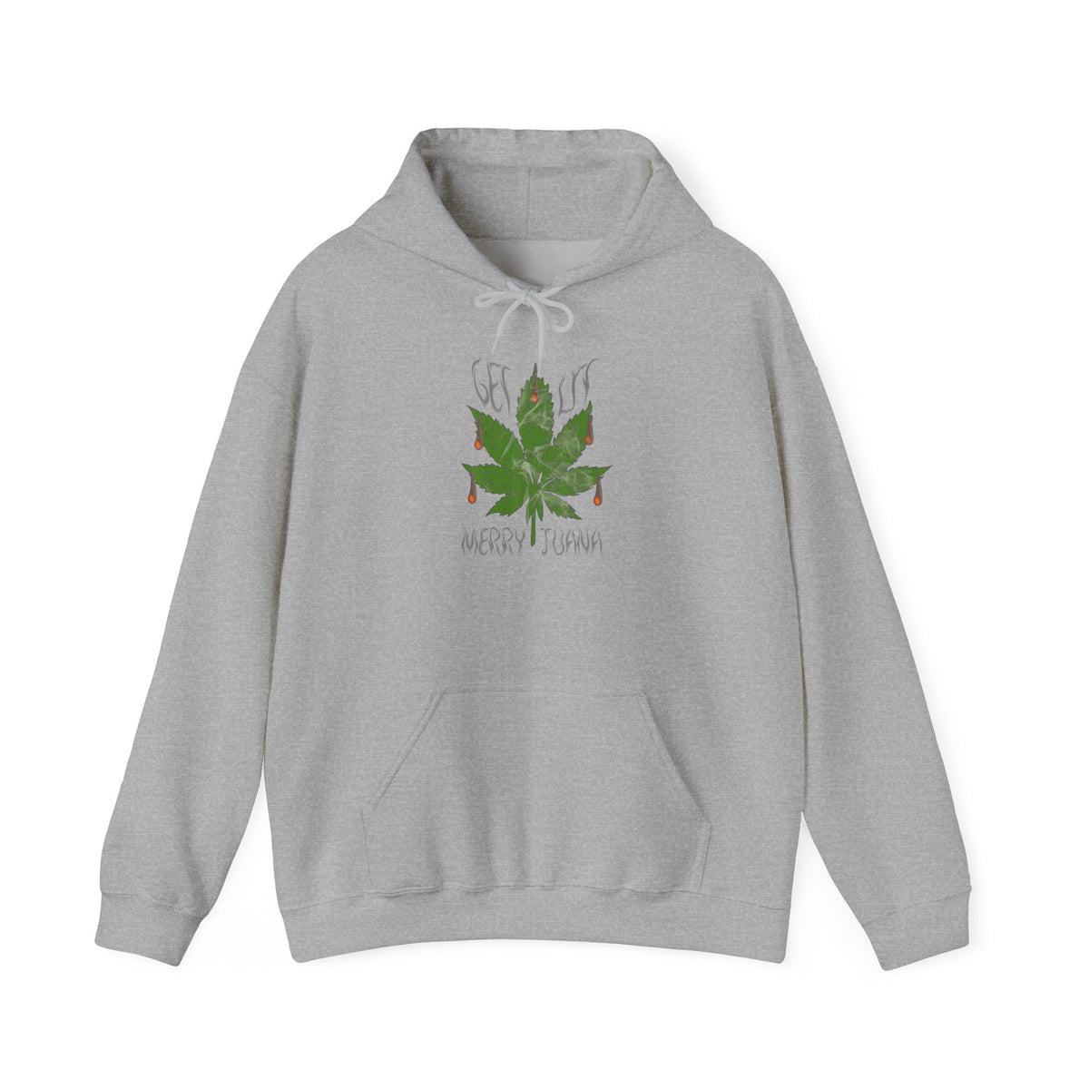 Cannabis Leaf Hoodie - "Get High" Retro Green Graphic Pullover