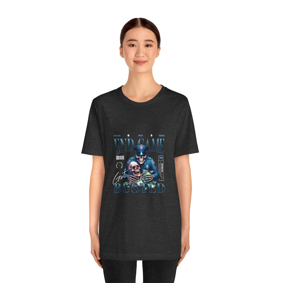 Endgame Got Busted Tee — Police Skull Graphic T-Shirt