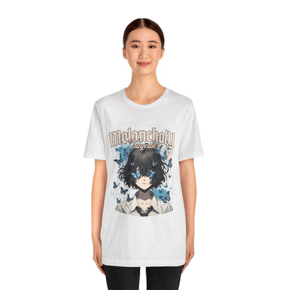 Melancholy Tragedia Anime Tee — Blue Butterflies Graphic T-Shirt