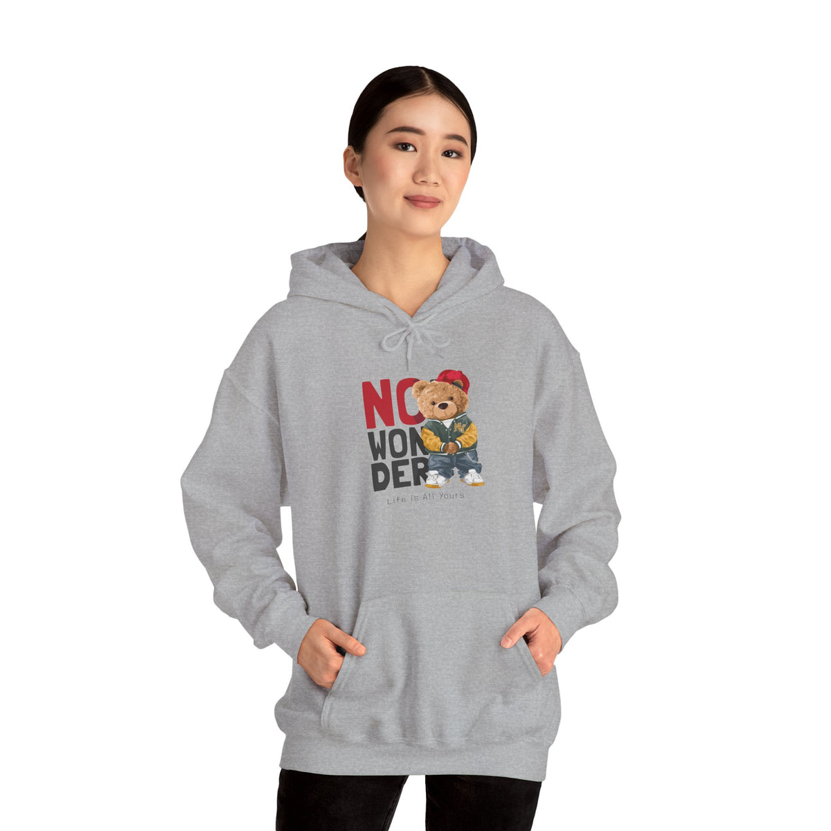 No Wonder Bear Hoodie – Cute Teddy Graphic Hooded Sweatshirt