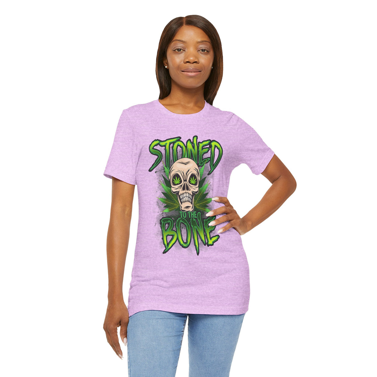 Stoned to the Bone Skull Tee — Cannabis Leaf Graphic T-Shirt