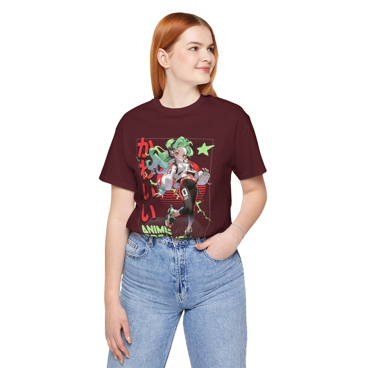 Anime Dreams Kawaii Tee — Neon Retro Anime Girl Graphic T-Shirt
