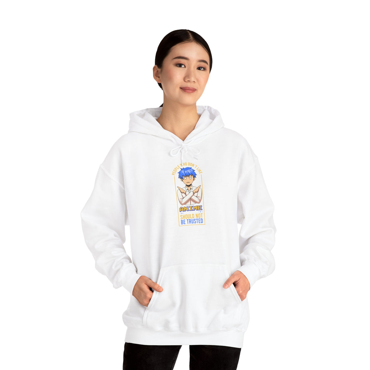 Anime Blue-Haired Character Hoodie — 'Promise to Be Trusted' Graphic Pullover