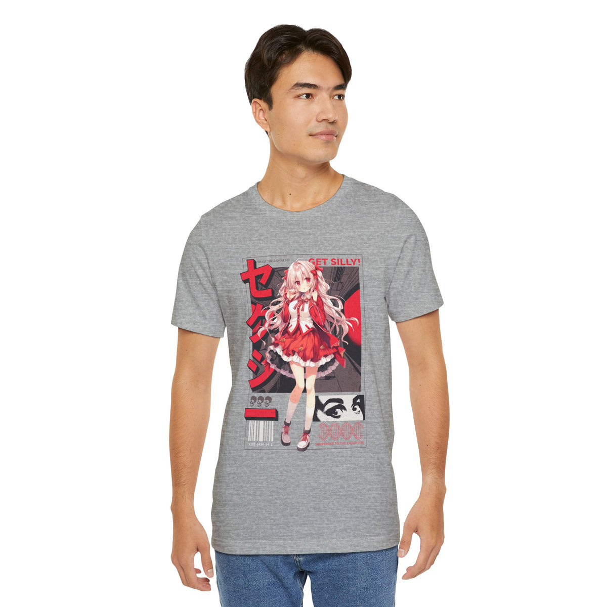 Anime Girl Graphic Tee — "Get Silly!" Red Harajuku Style T-Shirt