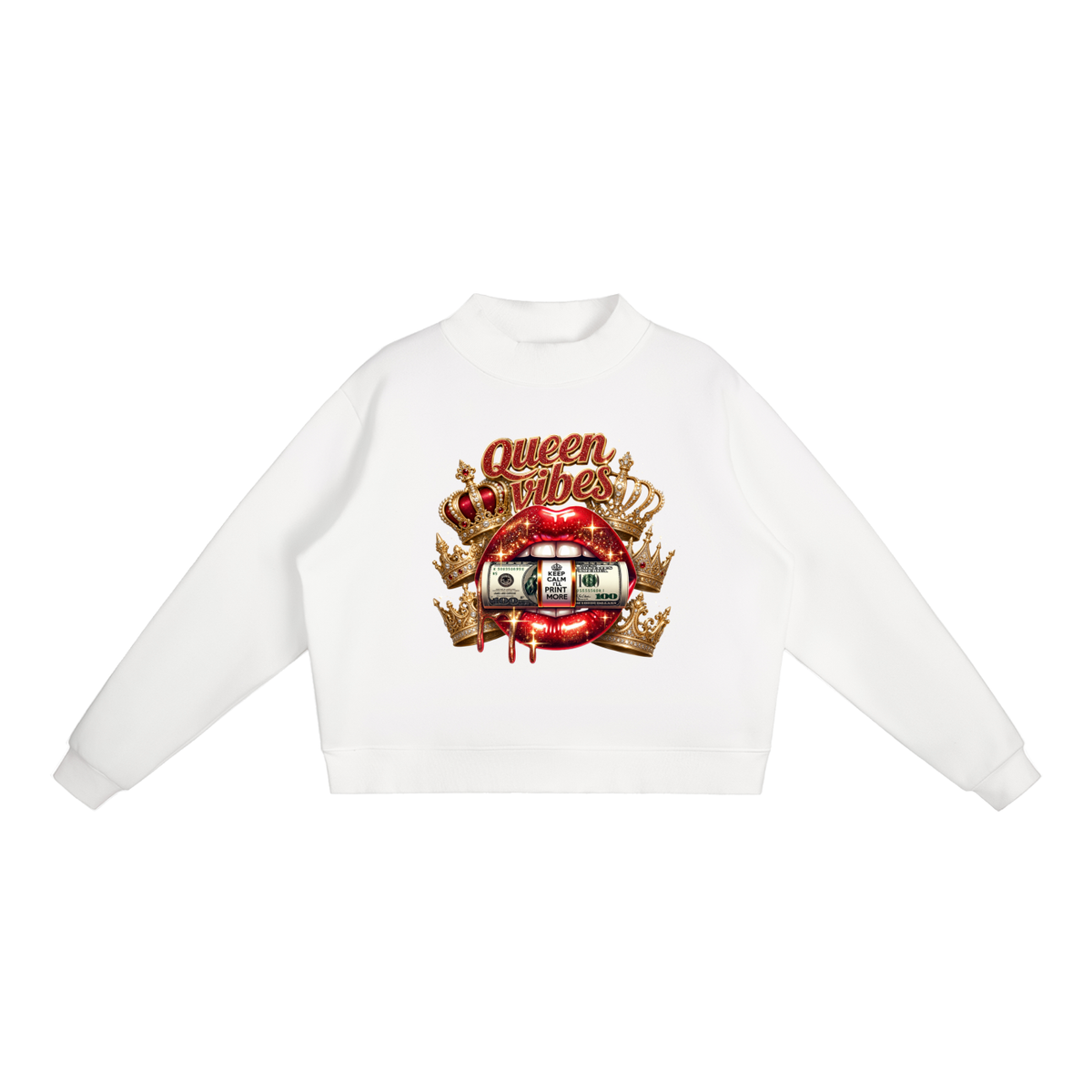 Queen Vibes Lips Oversized Graphic Sweatshirt