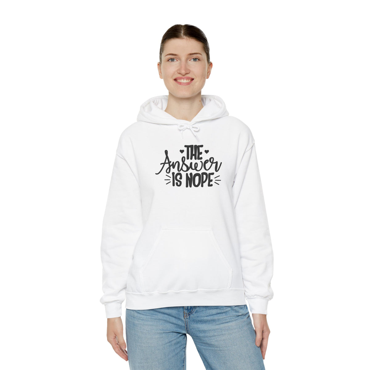 Hoodie — The Answer Is Nope Graphic Pullover