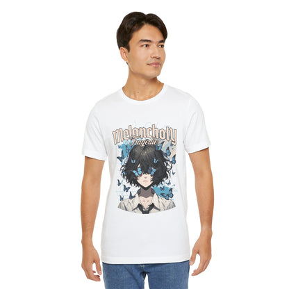 Melancholy Tragedia Anime Tee — Blue Butterflies Graphic T-Shirt