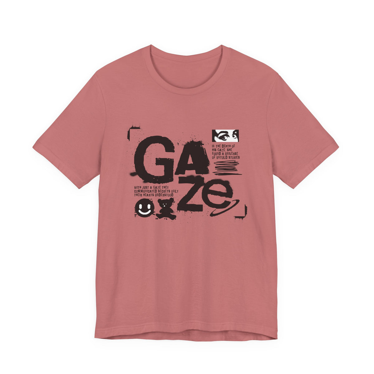 Gaze Typography Graphic Tee — Abstract Monochrome Text Art T-Shirt
