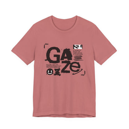Gaze Typography Graphic Tee — Abstract Monochrome Text Art T-Shirt