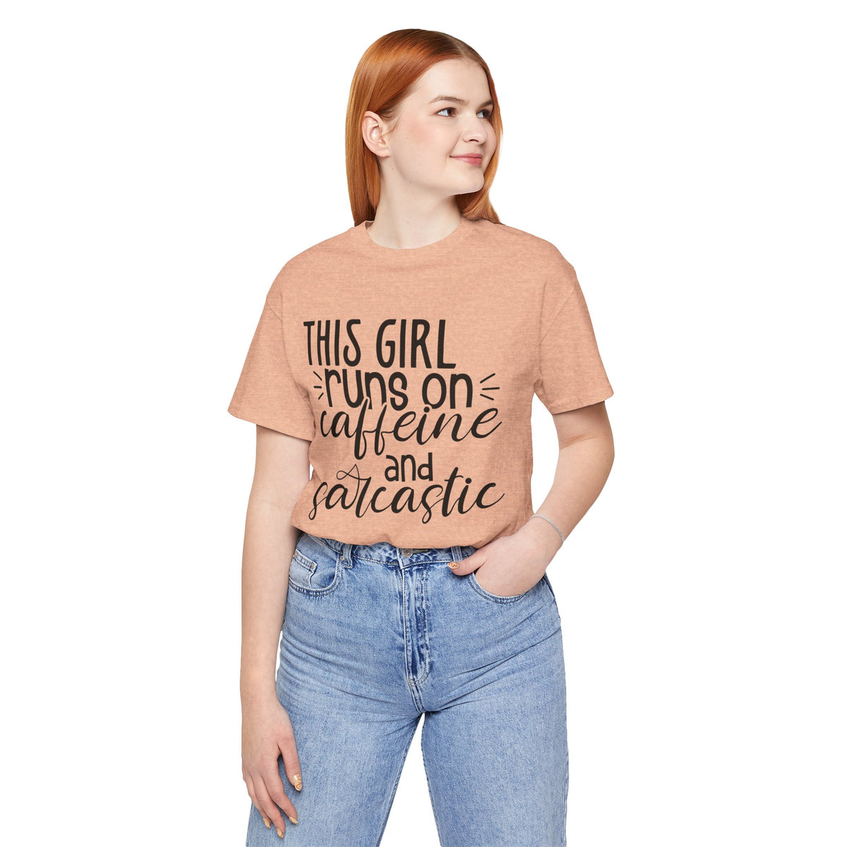 Funny Women’s Tee — "This Girl Runs on Caffeine and Sarcastic"