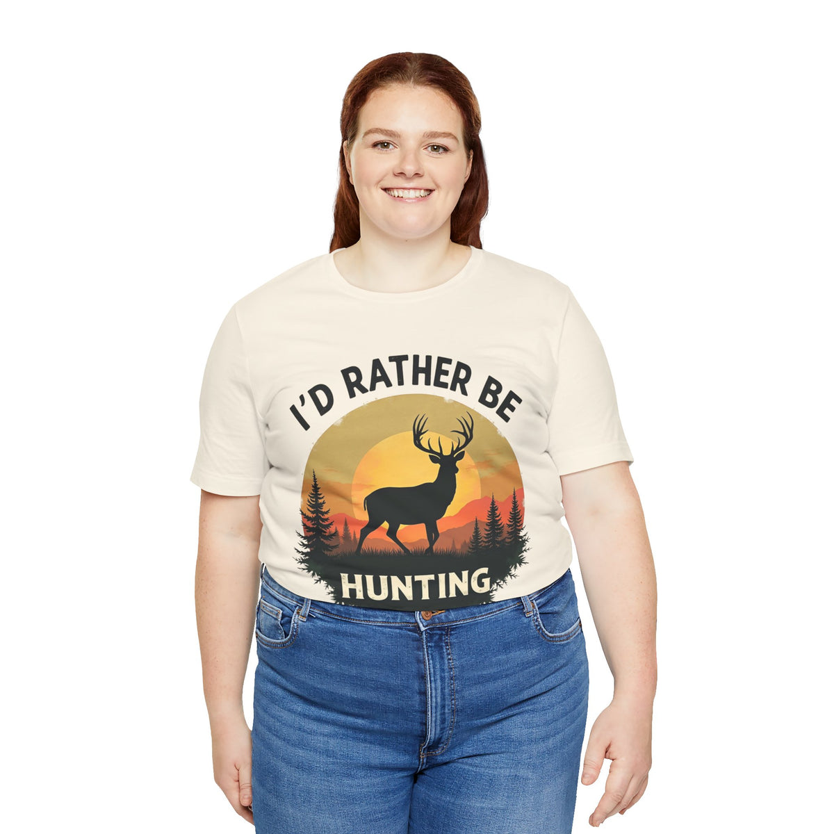 I'd Rather Be Hunting T‑Shirt — Deer Sunset Outdoor Hunting Tee