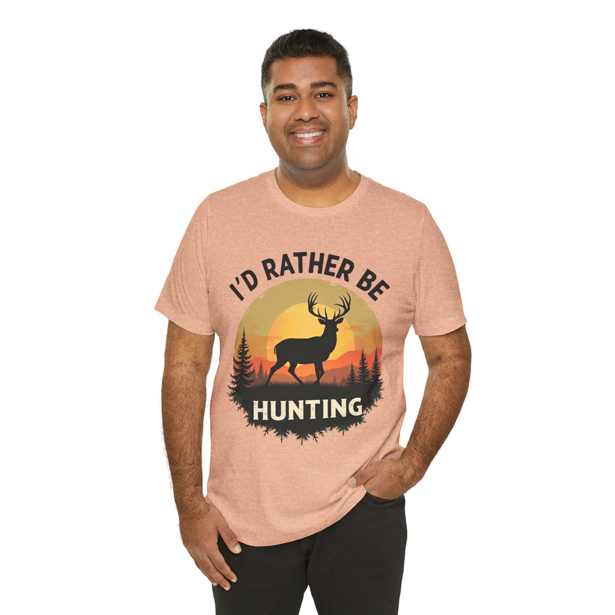 I'd Rather Be Hunting T‑Shirt — Deer Sunset Outdoor Hunting Tee
