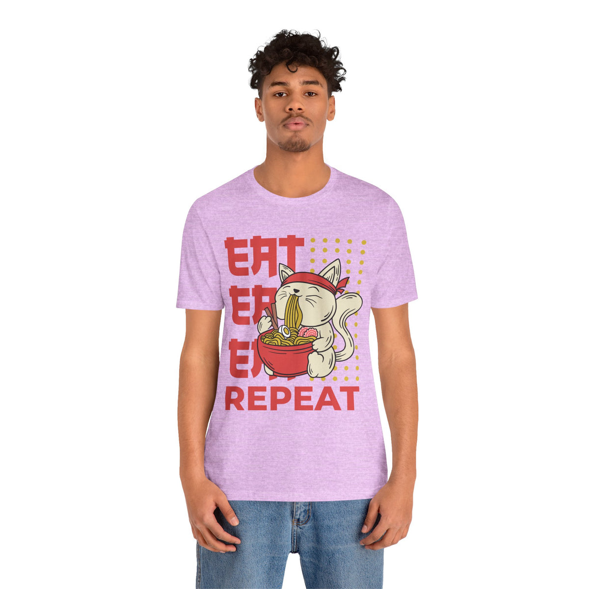Ramen Cat Tee — "Eat Sleep Repeat" Cute Noodle Lover T-Shirt