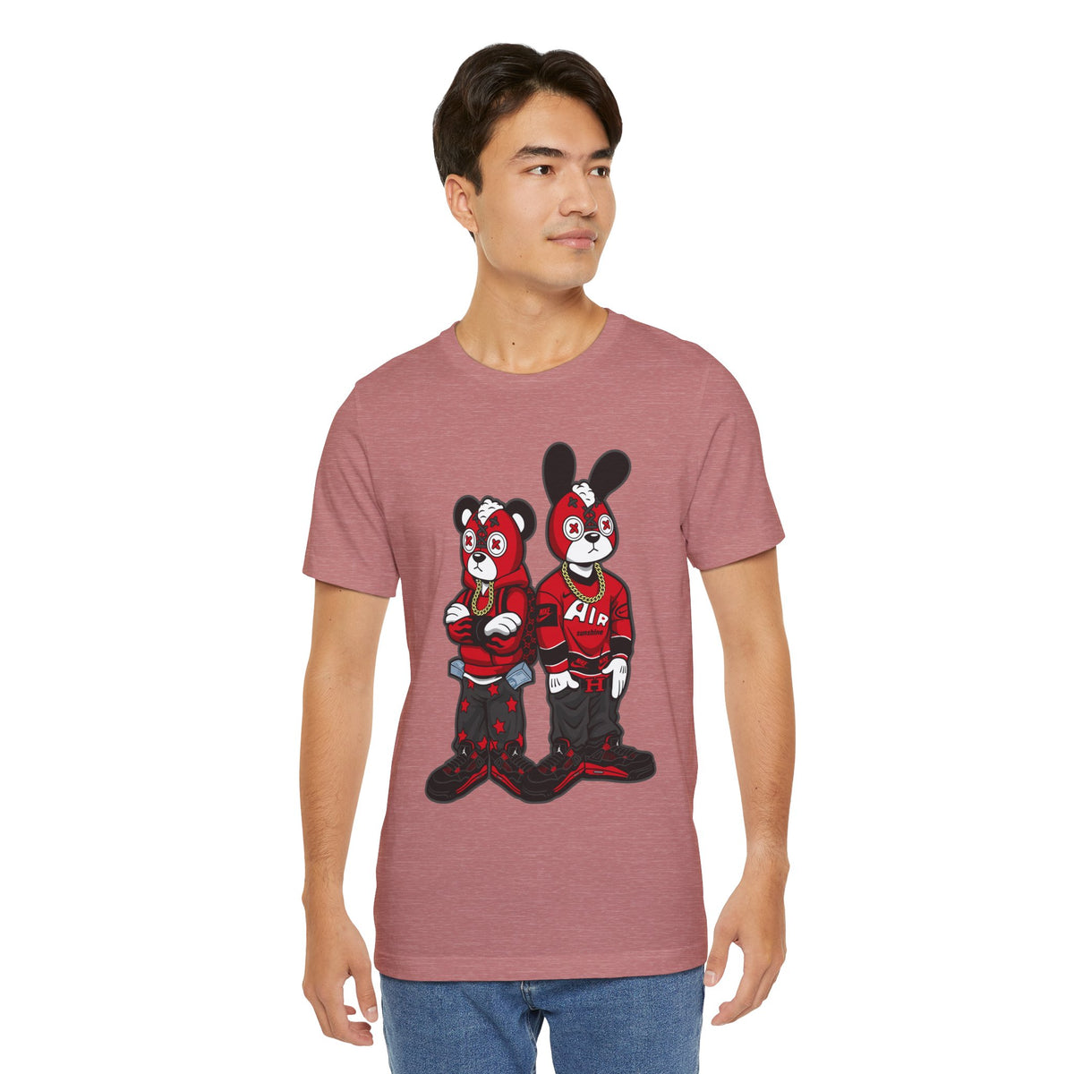 Streetwear Cartoon Bear & Bunny Tee — Hip Hop Graphic T-Shirt