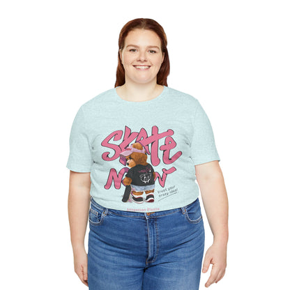 Skate Mom Bear Tee — Cute Pink Skateboard Graphic T-Shirt