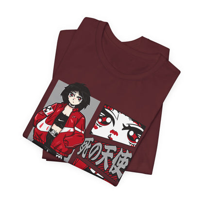 Anime Streetwear Tee — Red-Jacket Angel Graphic