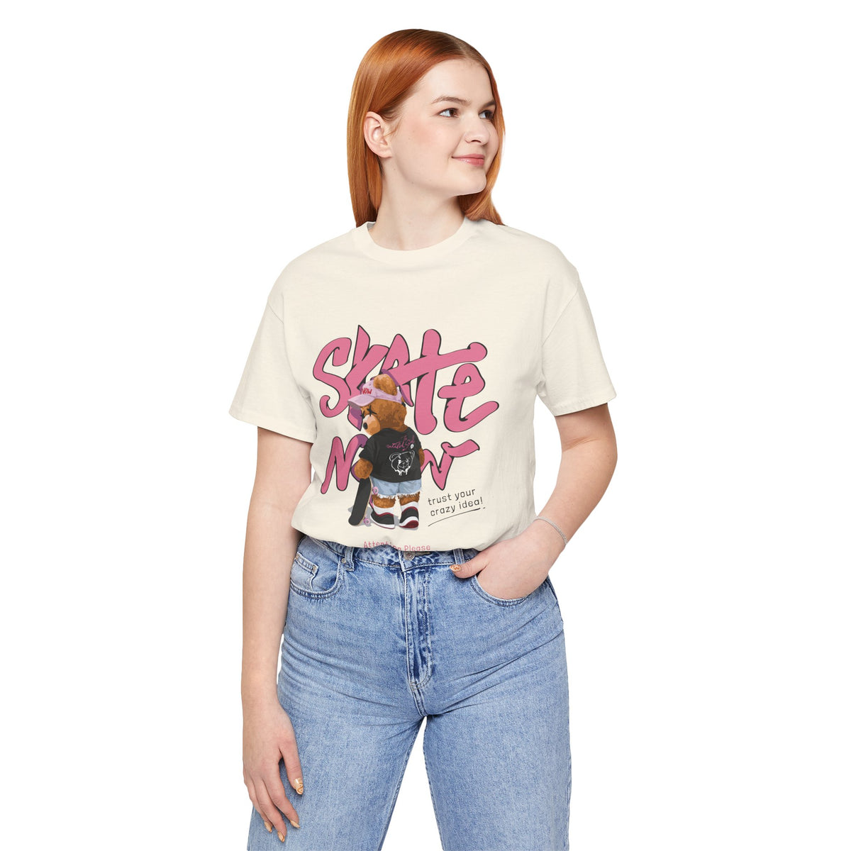 Skate Mom Bear Tee — Cute Pink Skateboard Graphic T-Shirt