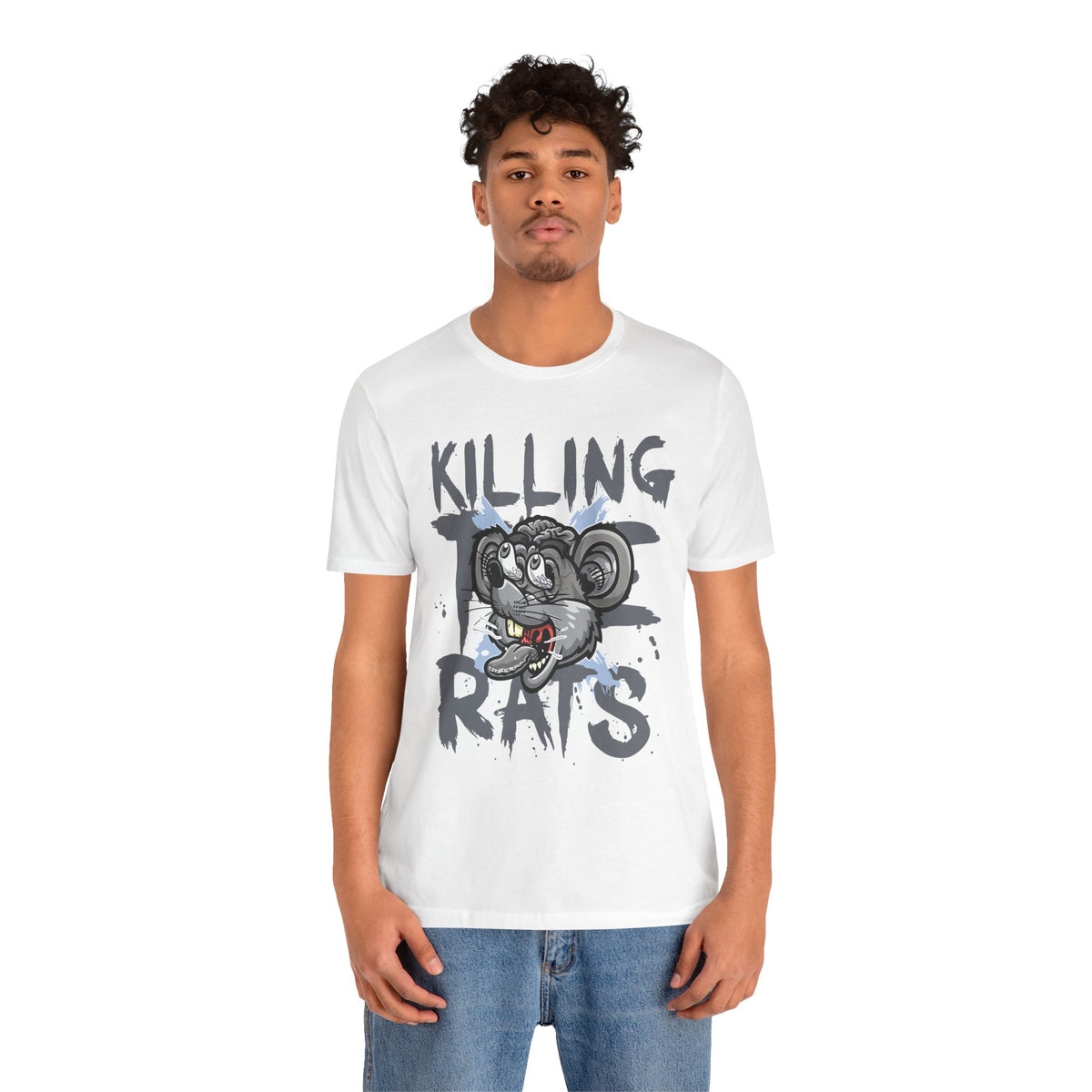 Killing Rats Graphic Tee – Edgy Cartoon Rat Skull Streetwear