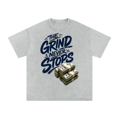 The Grind Never Stops Snow-Washed Cotton Tee