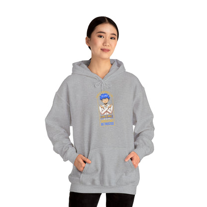 Anime Blue-Haired Character Hoodie — 'Promise to Be Trusted' Graphic Pullover