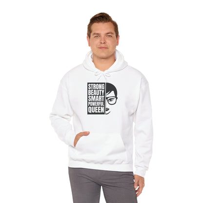 Queen Portrait Hoodie — "Strong Beauty Smart Powerful Queen" Empowerment Sweatshirt