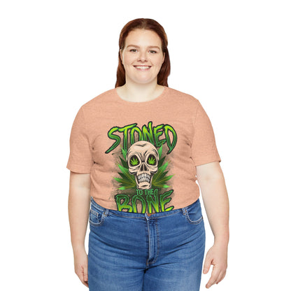 Stoned to the Bone Skull Tee — Cannabis Leaf Graphic T-Shirt