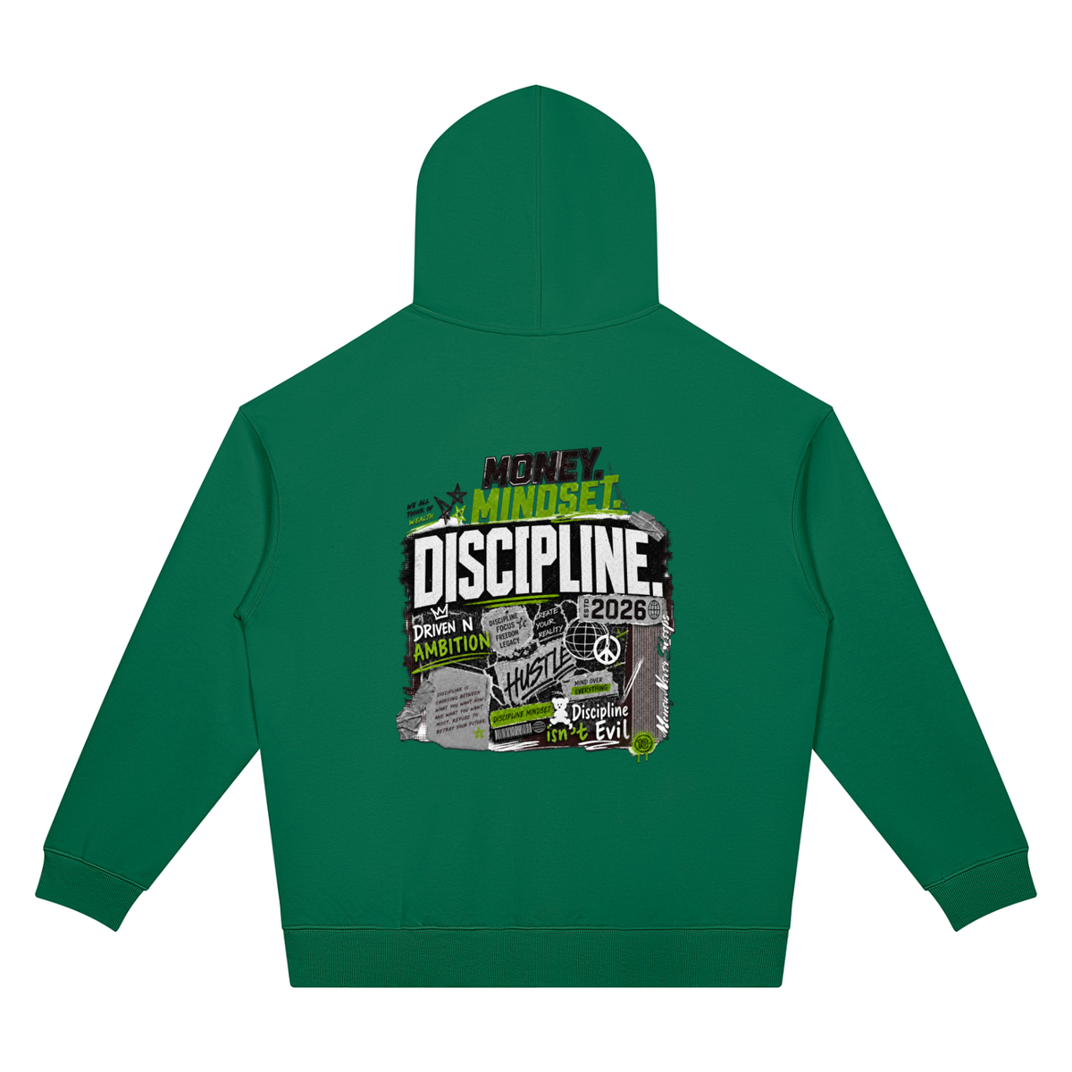 Money Mindset Discipline Two-Sided Graphic Hoodie