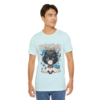 Melancholy Tragedia Anime Tee — Blue Butterflies Graphic T-Shirt