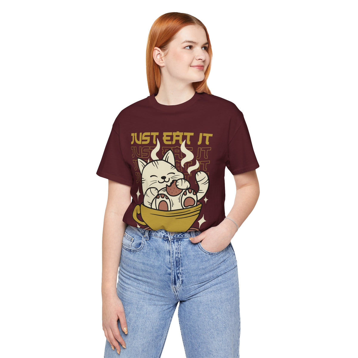Just Eat It Cat Tee — Cute Kawaii Cat in Tea Cup T-Shirt