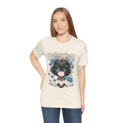 Melancholy Tragedia Anime Tee — Blue Butterflies Graphic T-Shirt