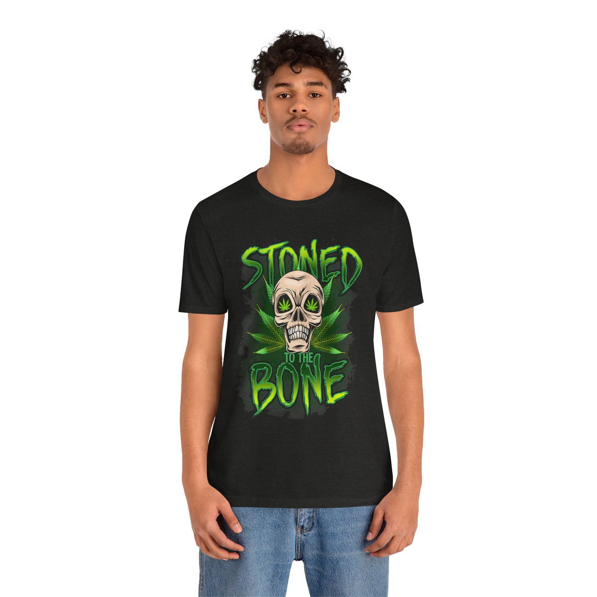 Stoned to the Bone Skull Tee — Cannabis Leaf Graphic T-Shirt