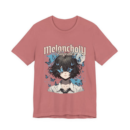 Melancholy Tragedia Anime Tee — Blue Butterflies Graphic T-Shirt